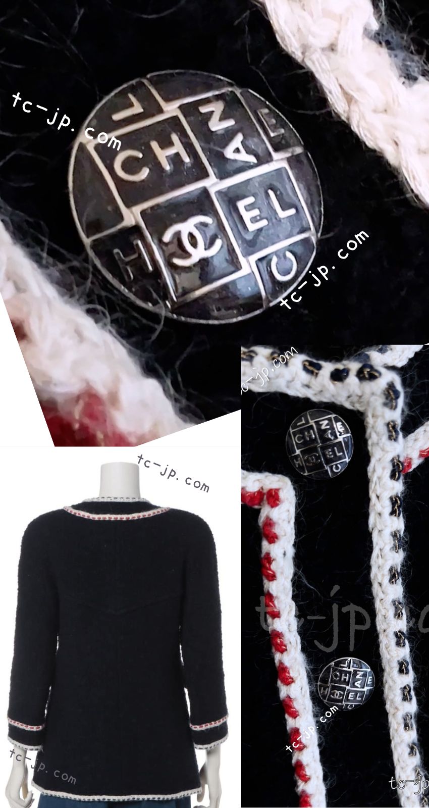 CHANEL 18PA Dark Navy Red Ivory Tricolor Braid Trim Wool Tweed Jacket Coat 38 シャネル ダーク ネイビー レッド アイボリー トリコロール ブレード トリム ウール ジャケット コート 即発