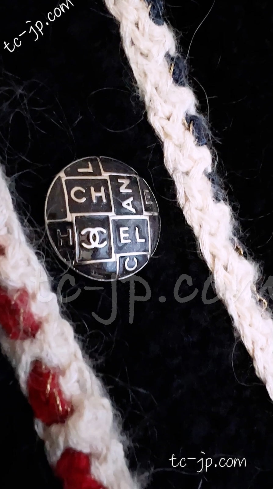 CHANEL 18PA Dark Navy Red Ivory Tricolor Braid Trim Wool Tweed Jacket Coat 38 シャネル ダーク ネイビー レッド アイボリー トリコロール ブレード トリム ウール ジャケット コート 即発