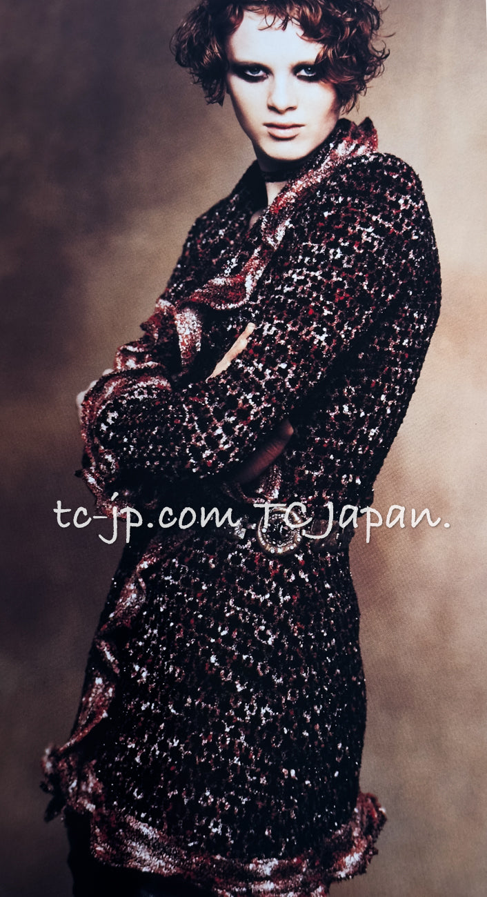 シャネル カーディガン CHANEL ヴィンテージ ピンク レッド ワッフル 