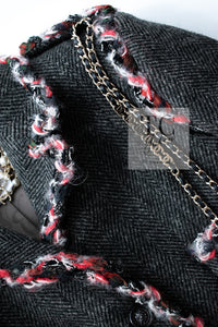 CHANEL 13PF Gray Black Trim Wool Tweed Jacket 38 40 シャネル グレー ブラック トリミング ウール ツイード ジャケット 即発