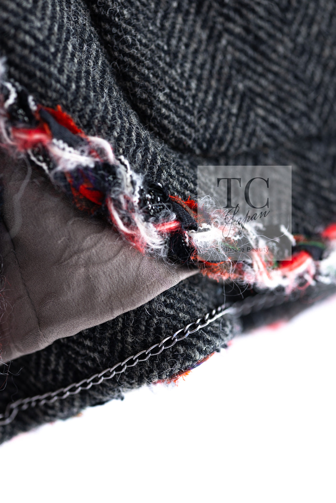 CHANEL 13PF Gray Black Trim Wool Tweed Jacket 38 40 シャネル グレー ブラック トリミング ウール ツイード ジャケット 即発