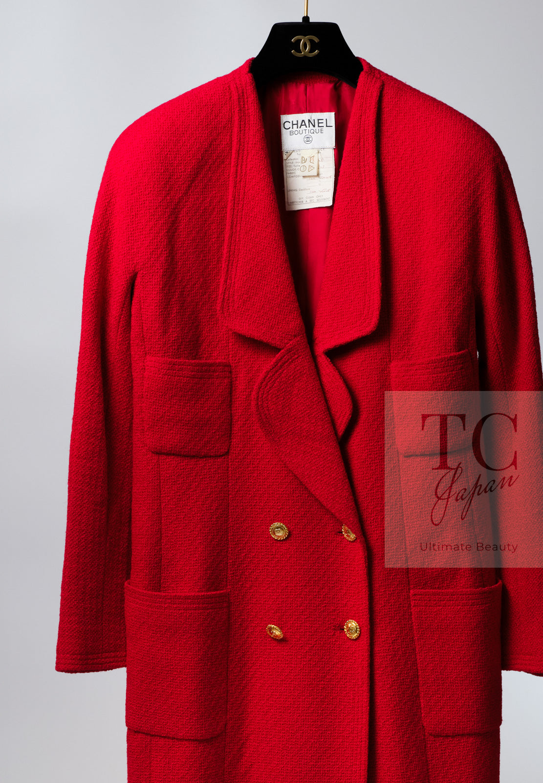 CHANEL 88A Vintage Red Princess Diana Double Tweed Jacket Coat Limited 38 40 シャネル ダイアナ王妃 レッド コレクティブル 限定品 ダブル ツイード ジャケット コート 即発