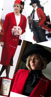 CHANEL 88A Vintage Red Princess Diana Double Tweed Jacket Coat Limited 38 40 シャネル ダイアナ王妃 レッド コレクティブル 限定品 ダブル ツイード ジャケット コート 即発