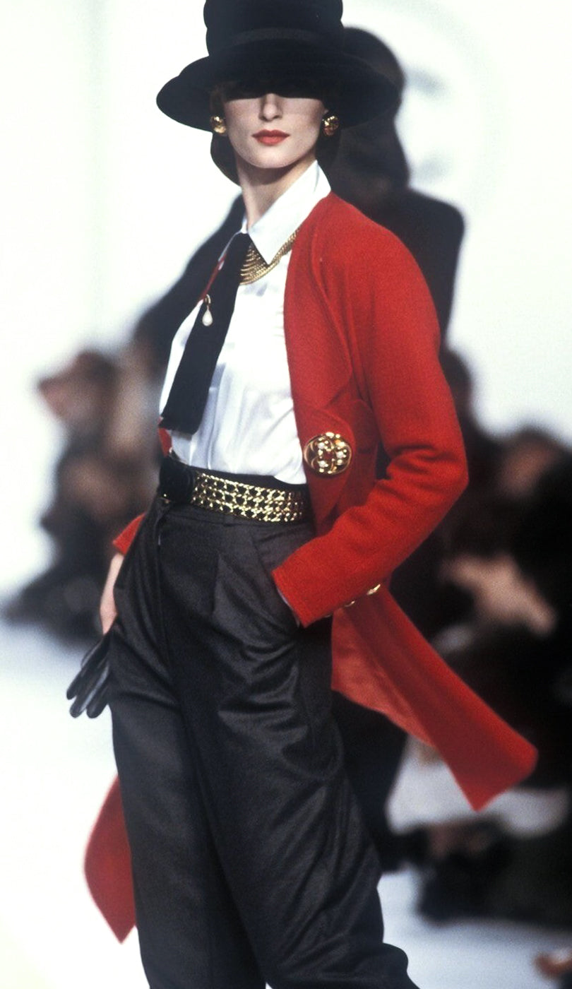 CHANEL 88A Vintage Red Princess Diana Double Tweed Jacket Coat Limited 38 40 シャネル ダイアナ王妃 レッド コレクティブル 限定品 ダブル ツイード ジャケット コート 即発