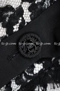CHANEL 14C Black White Floral Lace Party Double Jacket 34 36 シャネル ブラック ホワイト フローラル レース パーティー ダブル ジャケット 即発