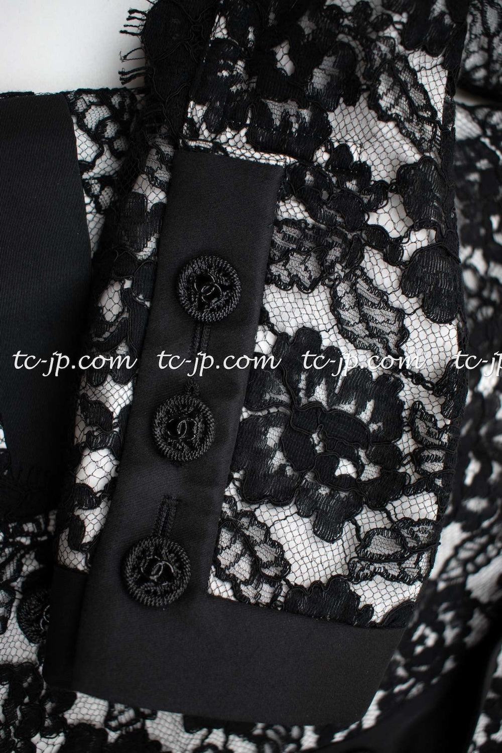 CHANEL 14C Black White Floral Lace Party Double Jacket 34 36 シャネル ブラック ホワイト フローラル レース パーティー ダブル ジャケット 即発