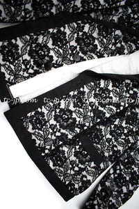CHANEL 14C Black White Floral Lace Party Double Jacket 34 36 シャネル ブラック ホワイト フローラル レース パーティー ダブル ジャケット 即発