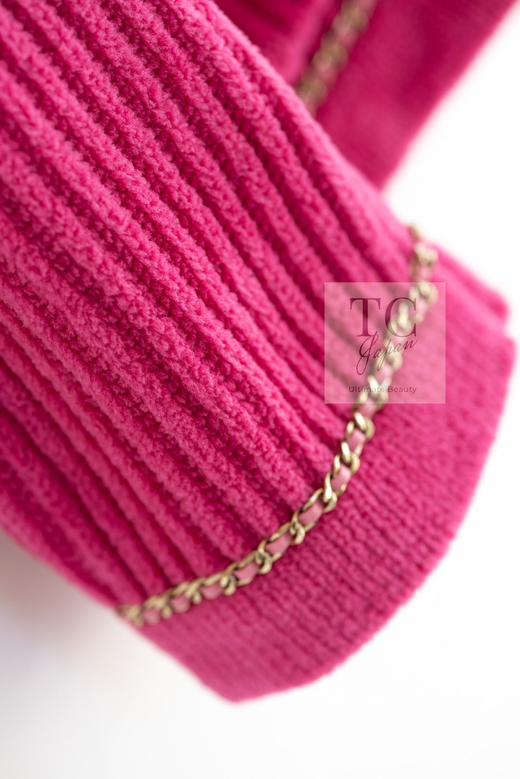 CHANEL 22PA Pink Knit CC Logo Buttons Chain Trim Cardigan Jacket 34 36 38 シャネル ピンク ニット ココ ボタン チェーントリム カーディガン ジャケット 即発