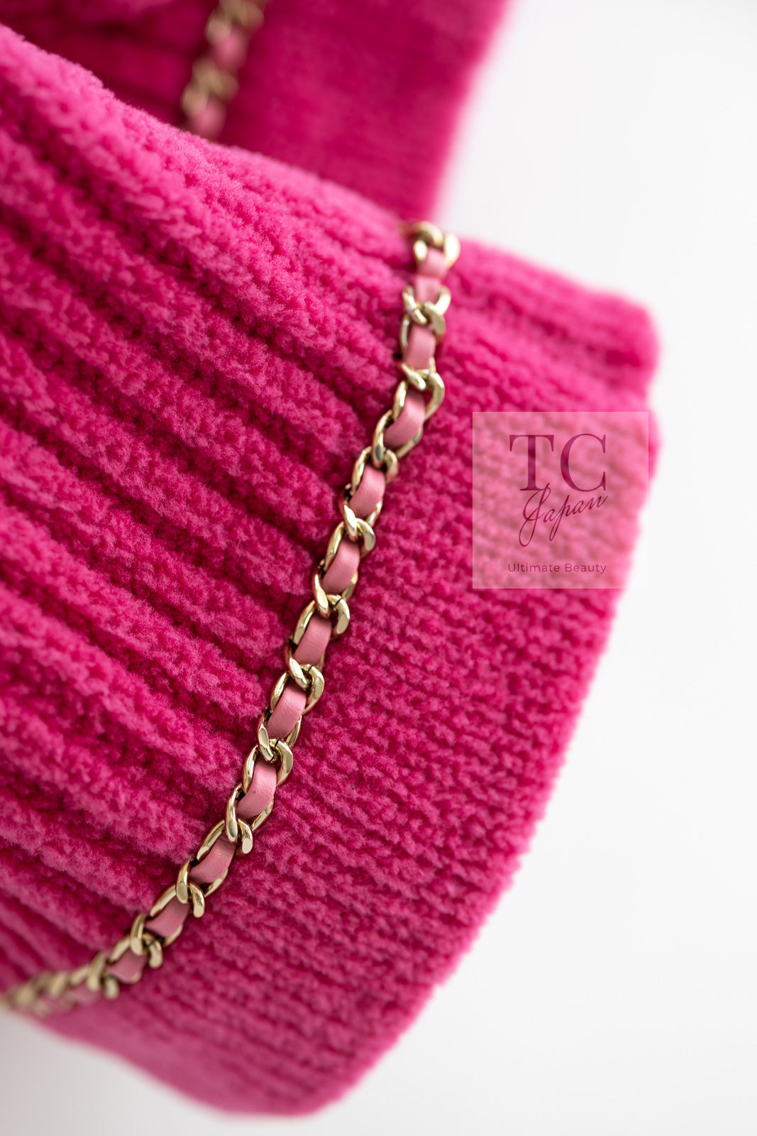 CHANEL 22PA Pink Knit CC Logo Buttons Chain Trim Cardigan Jacket 34 36 38 シャネル ピンク ニット ココ ボタン チェーントリム カーディガン ジャケット 即発