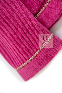 CHANEL 22PA Pink Knit CC Logo Buttons Chain Trim Cardigan Jacket 34 36 38 シャネル ピンク ニット ココ ボタン チェーントリム カーディガン ジャケット 即発