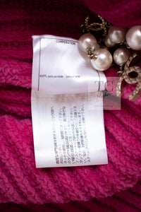 CHANEL 22PA Pink Knit CC Logo Buttons Chain Trim Cardigan Jacket 34 36 38 シャネル ピンク ニット ココ ボタン チェーントリム カーディガン ジャケット 即発