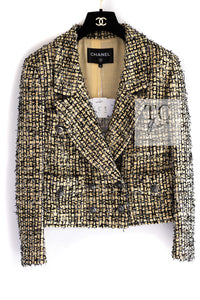 CHANEL 22PS Yellow Black Lion Button Double Jacket 38 40 シャネル イエロー ブラック ライオン ボタン ダブル ジャケット 即発