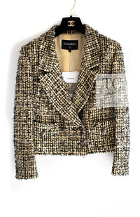 CHANEL 22PS Yellow Black Lion Button Double Jacket 38 40 シャネル イエロー ブラック ライオン ボタン ダブル ジャケット 即発