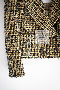 CHANEL 22PS Yellow Black Lion Button Double Jacket 38 40 シャネル イエロー ブラック ライオン ボタン ダブル ジャケット 即発