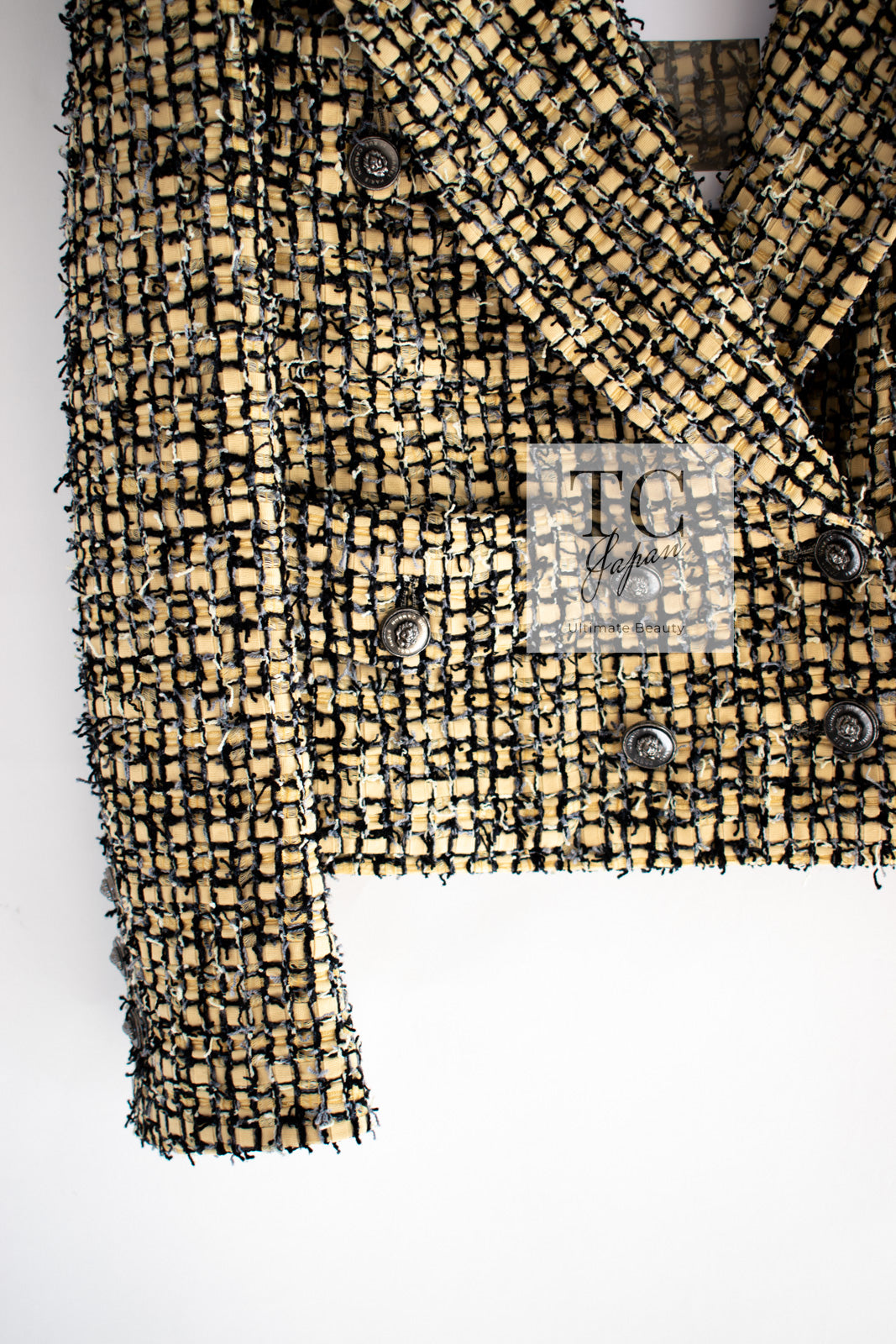 CHANEL 22PS Yellow Black Lion Button Double Jacket 38 40 シャネル イエロー ブラック ライオン ボタン ダブル ジャケット 即発