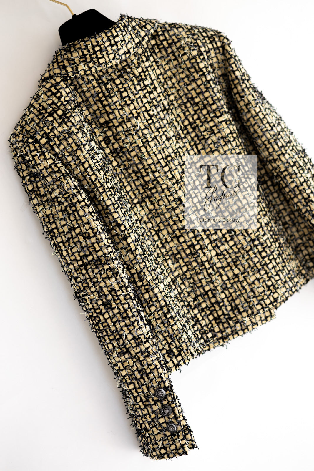 CHANEL 22PS Yellow Black Lion Button Double Jacket 38 40 シャネル イエロー ブラック ライオン ボタン ダブル ジャケット 即発