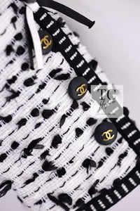 CHANEL 95C Vintage White Black Ribbon Tweed Jacket 34 シャネル ヴィンテージ ホワイト ブラック リボン ツイード ジャケット 即発