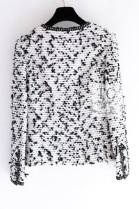 CHANEL 95C Vintage White Black Ribbon Tweed Jacket 34 シャネル ヴィンテージ ホワイト ブラック リボン ツイード ジャケット 即発