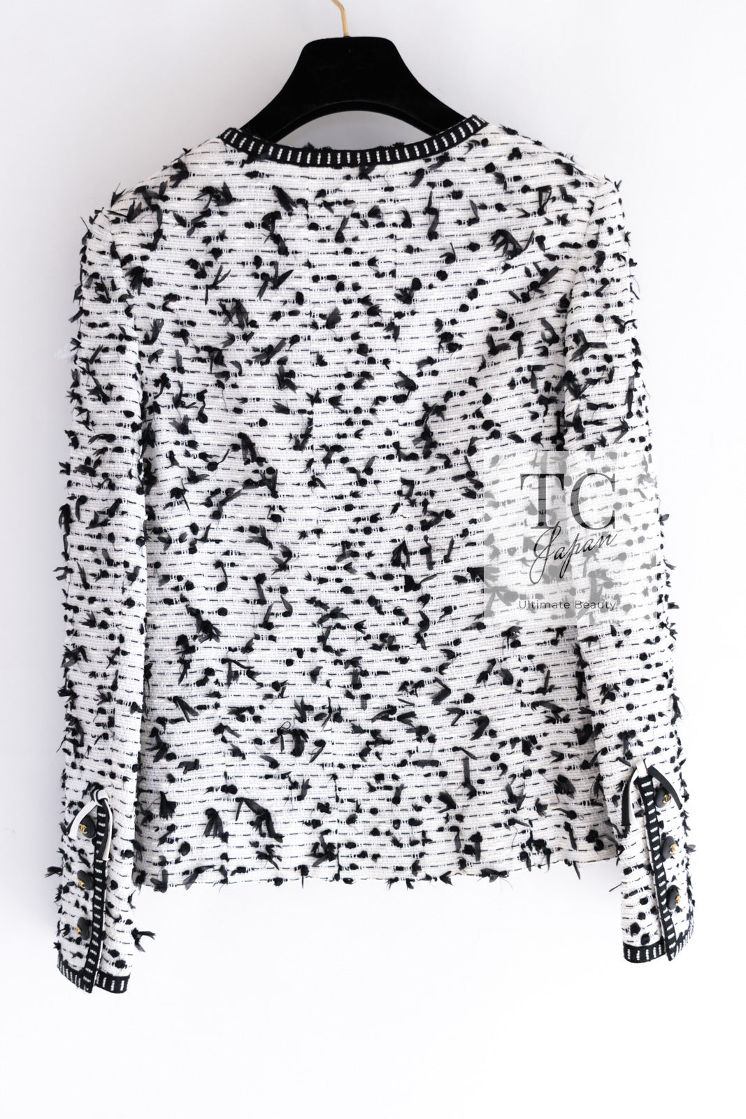 CHANEL 95C Vintage White Black Ribbon Tweed Jacket 34 シャネル ヴィンテージ ホワイト ブラック リボン ツイード ジャケット 即発