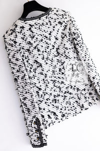 CHANEL 95C Vintage White Black Ribbon Tweed Jacket 34 シャネル ヴィンテージ ホワイト ブラック リボン ツイード ジャケット 即発