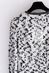 CHANEL 95C Vintage White Black Ribbon Tweed Jacket 34 シャネル ヴィンテージ ホワイト ブラック リボン ツイード ジャケット 即発