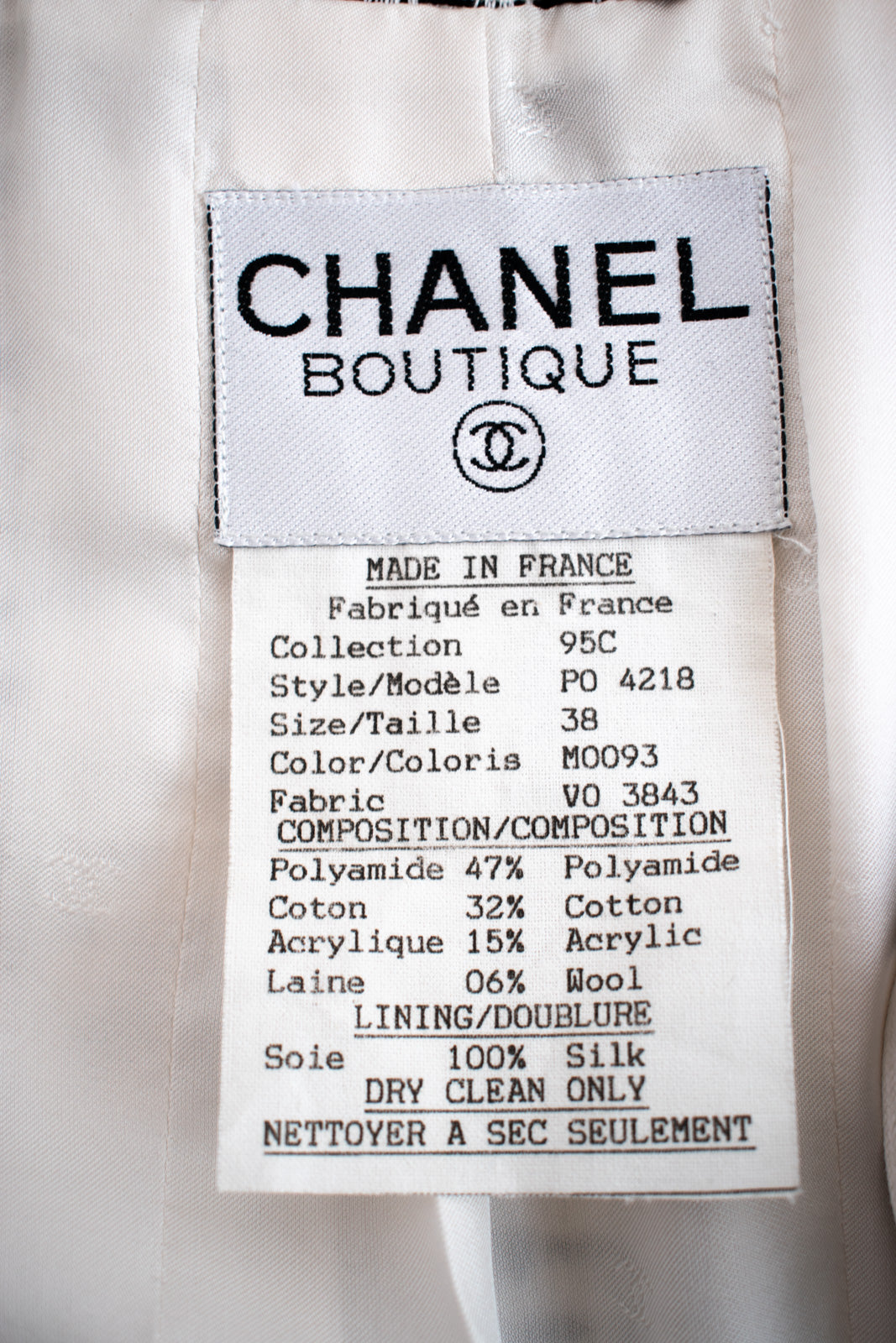 CHANEL 95C Vintage White Black Ribbon Tweed Jacket 34 シャネル ヴィンテージ ホワイト ブラック リボン ツイード ジャケット 即発