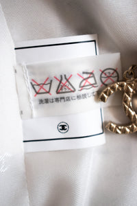 CHANEL 95C Vintage White Black Ribbon Tweed Jacket 34 シャネル ヴィンテージ ホワイト ブラック リボン ツイード ジャケット 即発