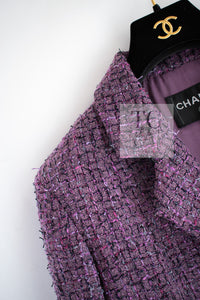 CHANEL 22PS Purple Lion Button Wool Cotton Tweed Jacket 38 シャネル パープル ライオン ボタン ウール コットン ツイード ジャケット 即発