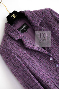 CHANEL 22PS Purple Lion Button Wool Cotton Tweed Jacket 38 シャネル パープル ライオン ボタン ウール コットン ツイード ジャケット 即発