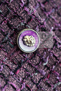 CHANEL 22PS Purple Lion Button Wool Cotton Tweed Jacket 38 シャネル パープル ライオン ボタン ウール コットン ツイード ジャケット 即発