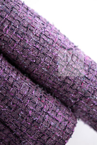 CHANEL 22PS Purple Lion Button Wool Cotton Tweed Jacket 38 シャネル パープル ライオン ボタン ウール コットン ツイード ジャケット 即発