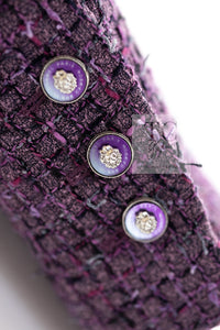 CHANEL 22PS Purple Lion Button Wool Cotton Tweed Jacket 38 シャネル パープル ライオン ボタン ウール コットン ツイード ジャケット 即発