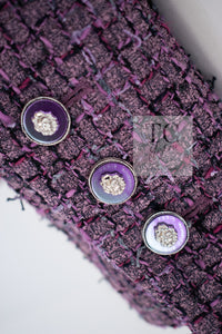 CHANEL 22PS Purple Lion Button Wool Cotton Tweed Jacket 38 シャネル パープル ライオン ボタン ウール コットン ツイード ジャケット 即発