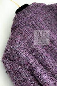 CHANEL 22PS Purple Lion Button Wool Cotton Tweed Jacket 38 シャネル パープル ライオン ボタン ウール コットン ツイード ジャケット 即発