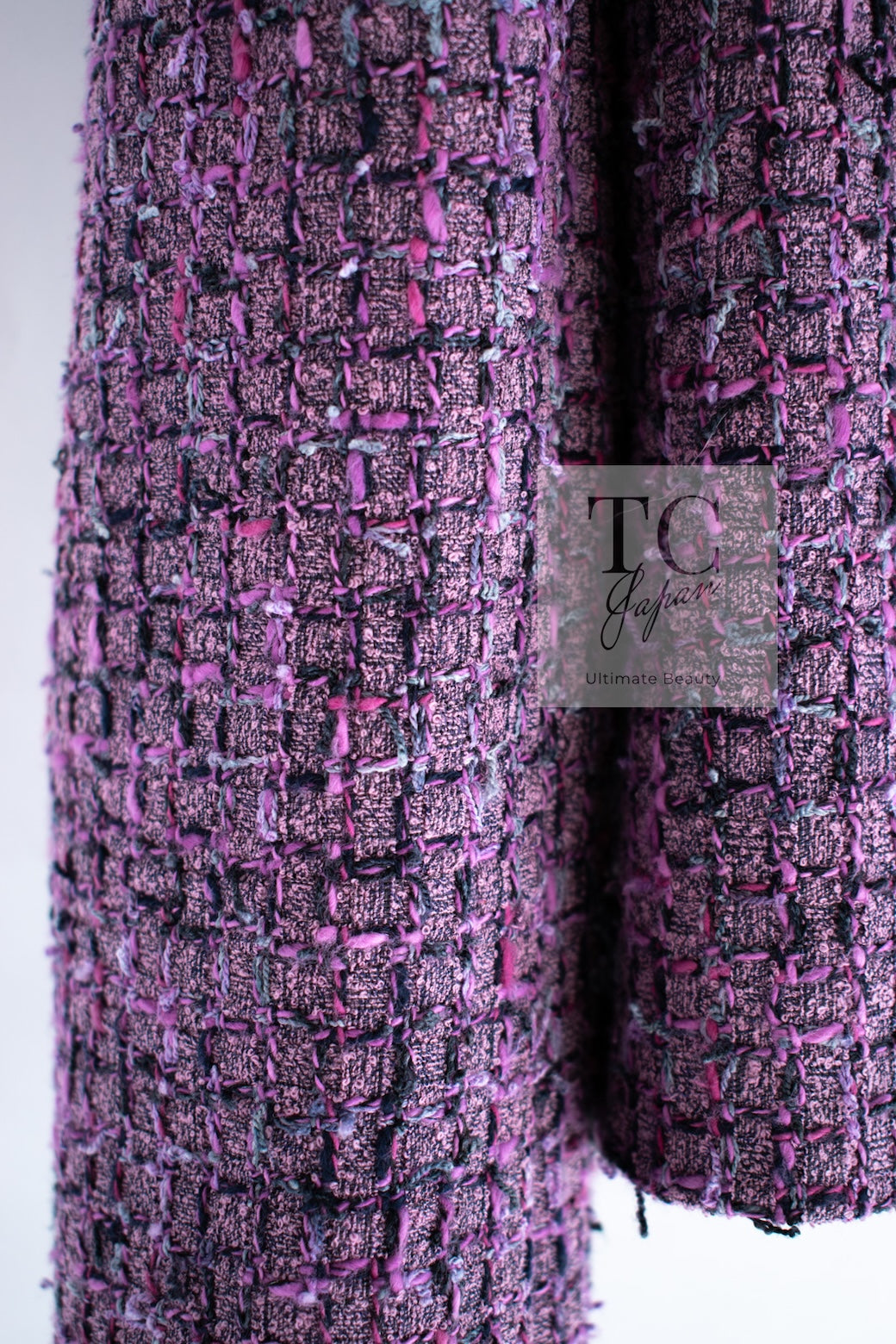 CHANEL 22PS Purple Lion Button Wool Cotton Tweed Jacket 38 シャネル パープル ライオン ボタン ウール コットン ツイード ジャケット 即発