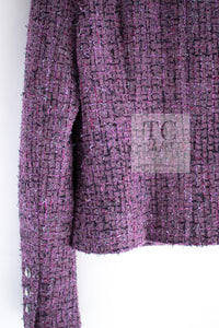 CHANEL 22PS Purple Lion Button Wool Cotton Tweed Jacket 38 シャネル パープル ライオン ボタン ウール コットン ツイード ジャケット 即発