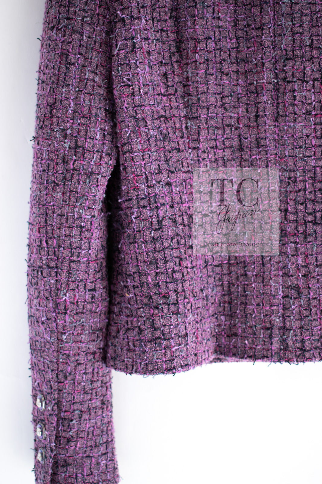 CHANEL 22PS Purple Lion Button Wool Cotton Tweed Jacket 38 シャネル パープル ライオン ボタン ウール コットン ツイード ジャケット 即発