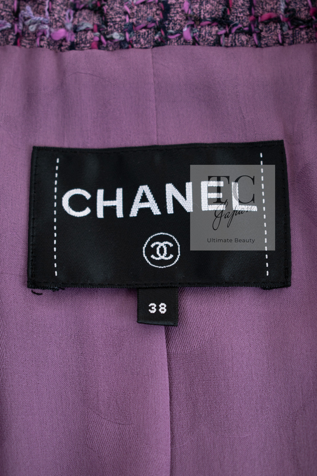 CHANEL 22PS Purple Lion Button Wool Cotton Tweed Jacket 38 シャネル パープル ライオン ボタン ウール コットン ツイード ジャケット 即発