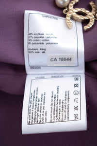 CHANEL 22PS Purple Lion Button Wool Cotton Tweed Jacket 38 シャネル パープル ライオン ボタン ウール コットン ツイード ジャケット 即発