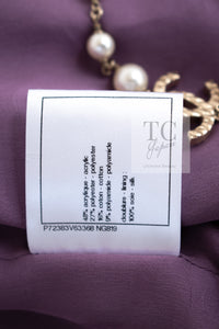 CHANEL 22PS Purple Lion Button Wool Cotton Tweed Jacket 38 シャネル パープル ライオン ボタン ウール コットン ツイード ジャケット 即発