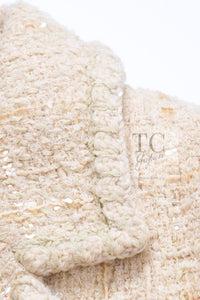 CHANEL 01A Ivory Beige Sequin Wool Tweed Jacket 38 シャネル アイボリー ベージュ スパンコール ウール ツイード ジャケット 即発