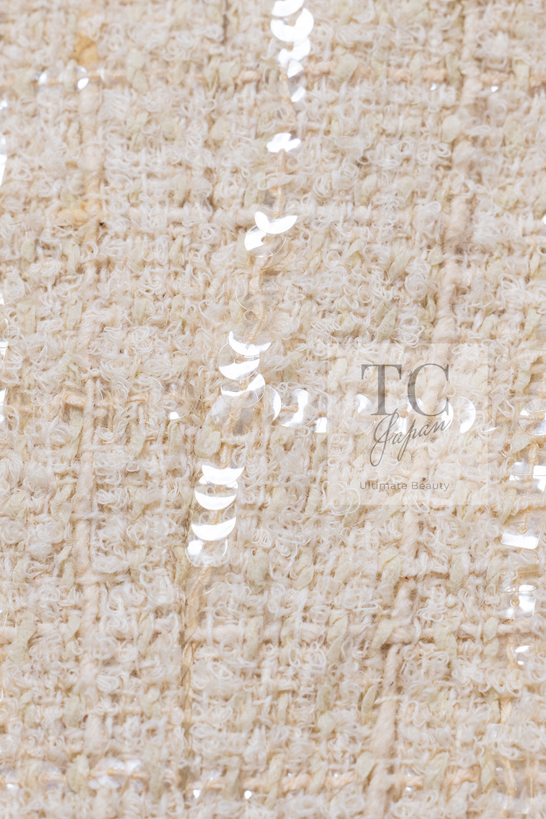 CHANEL 01A Ivory Beige Sequin Wool Tweed Jacket 38 シャネル アイボリー ベージュ スパンコール ウール ツイード ジャケット 即発