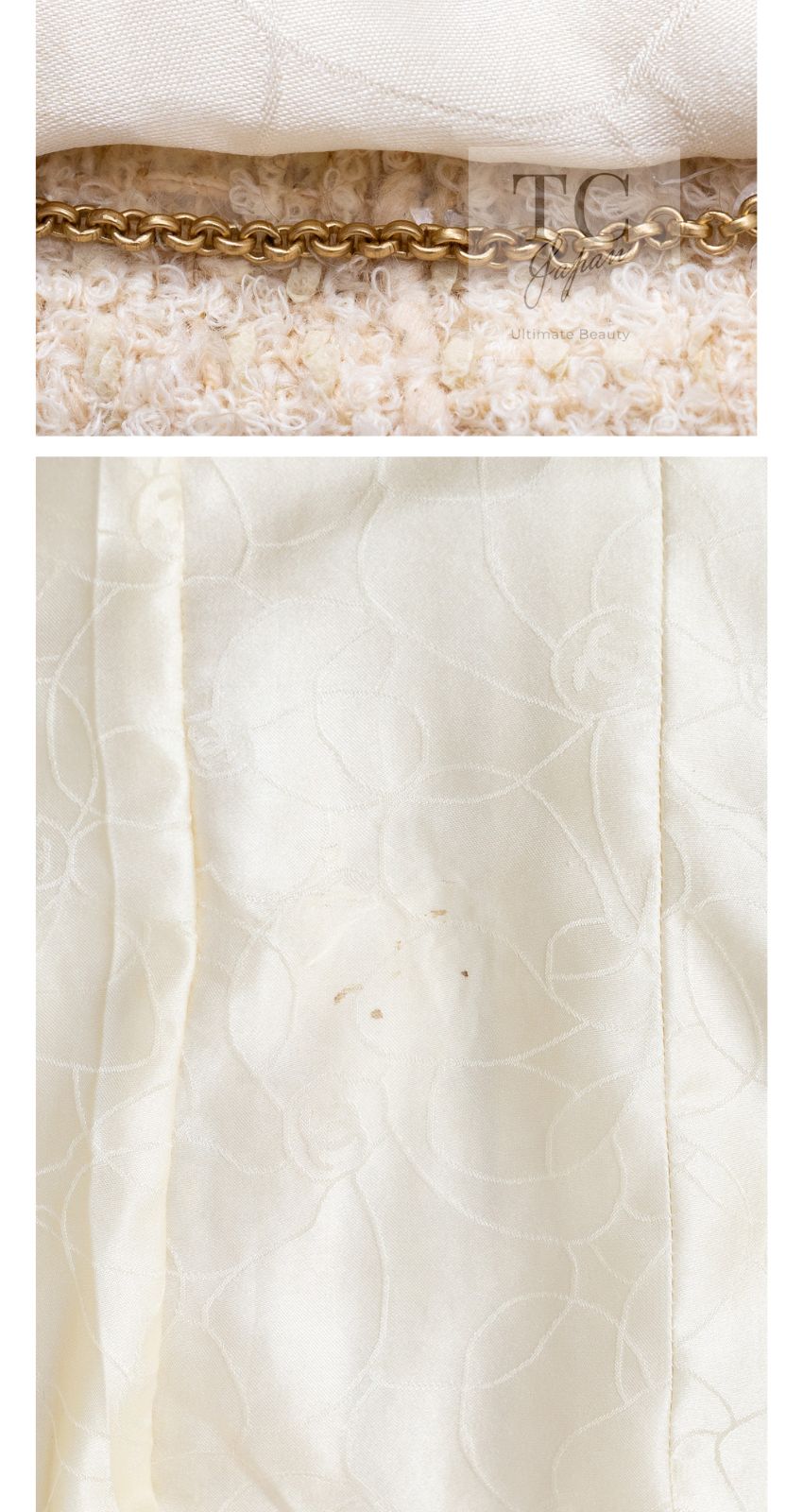 CHANEL 01A Ivory Beige Sequin Wool Tweed Jacket 38 シャネル アイボリー ベージュ スパンコール ウール ツイード ジャケット 即発