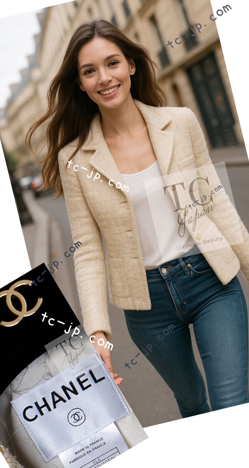 CHANEL 01A Ivory Beige Sequin Wool Tweed Jacket 38 シャネル アイボリー ベージュ スパンコール ウール ツイード ジャケット 即発