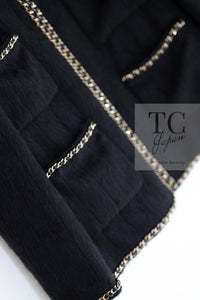 CHANEL 19B Black Llama Wool Chain Trim Jacket 34 36 38 40 シャネル ブラック ラマ ウール チェーン トリミング ジャケット 即発