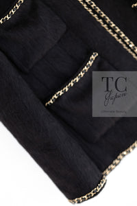CHANEL 19B Black Llama Wool Chain Trim Jacket 34 36 38 40 シャネル ブラック ラマ ウール チェーン トリミング ジャケット 即発
