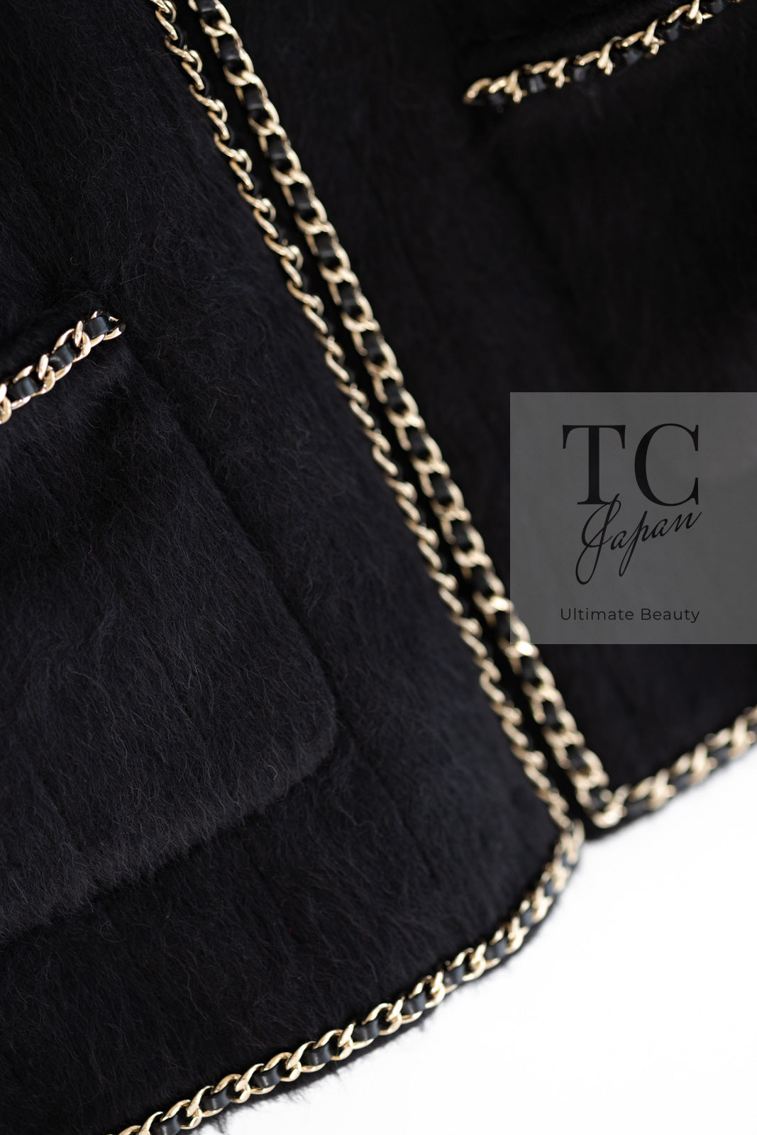 CHANEL 19B Black Llama Wool Chain Trim Jacket 34 36 38 40 シャネル ブラック ラマ ウール チェーン トリミング ジャケット 即発