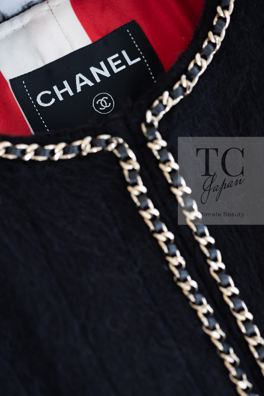 CHANEL 19B Black Llama Wool Chain Trim Jacket 34 36 38 40 シャネル ブラック ラマ ウール チェーン トリミング ジャケット 即発