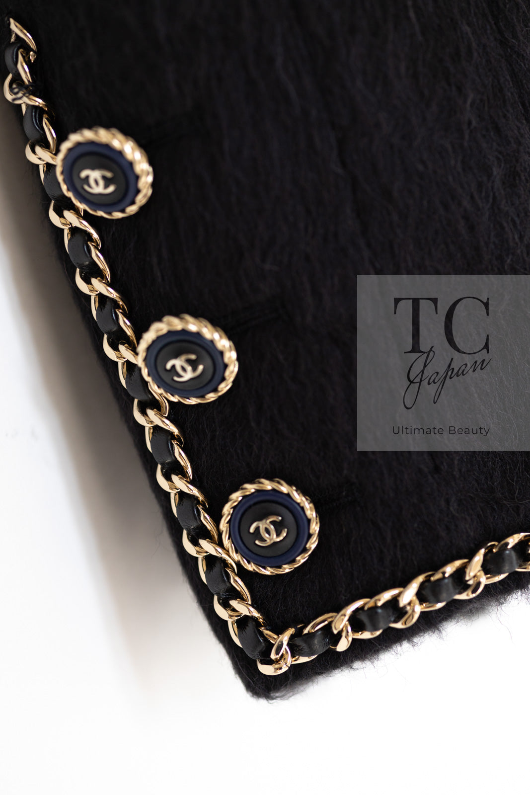 CHANEL 19B Black Llama Wool Chain Trim Jacket 34 36 38 40 シャネル ブラック ラマ ウール チェーン トリミング ジャケット 即発