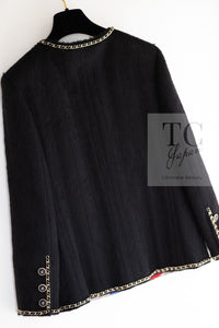 CHANEL 19B Black Llama Wool Chain Trim Jacket 34 36 38 40 シャネル ブラック ラマ ウール チェーン トリミング ジャケット 即発